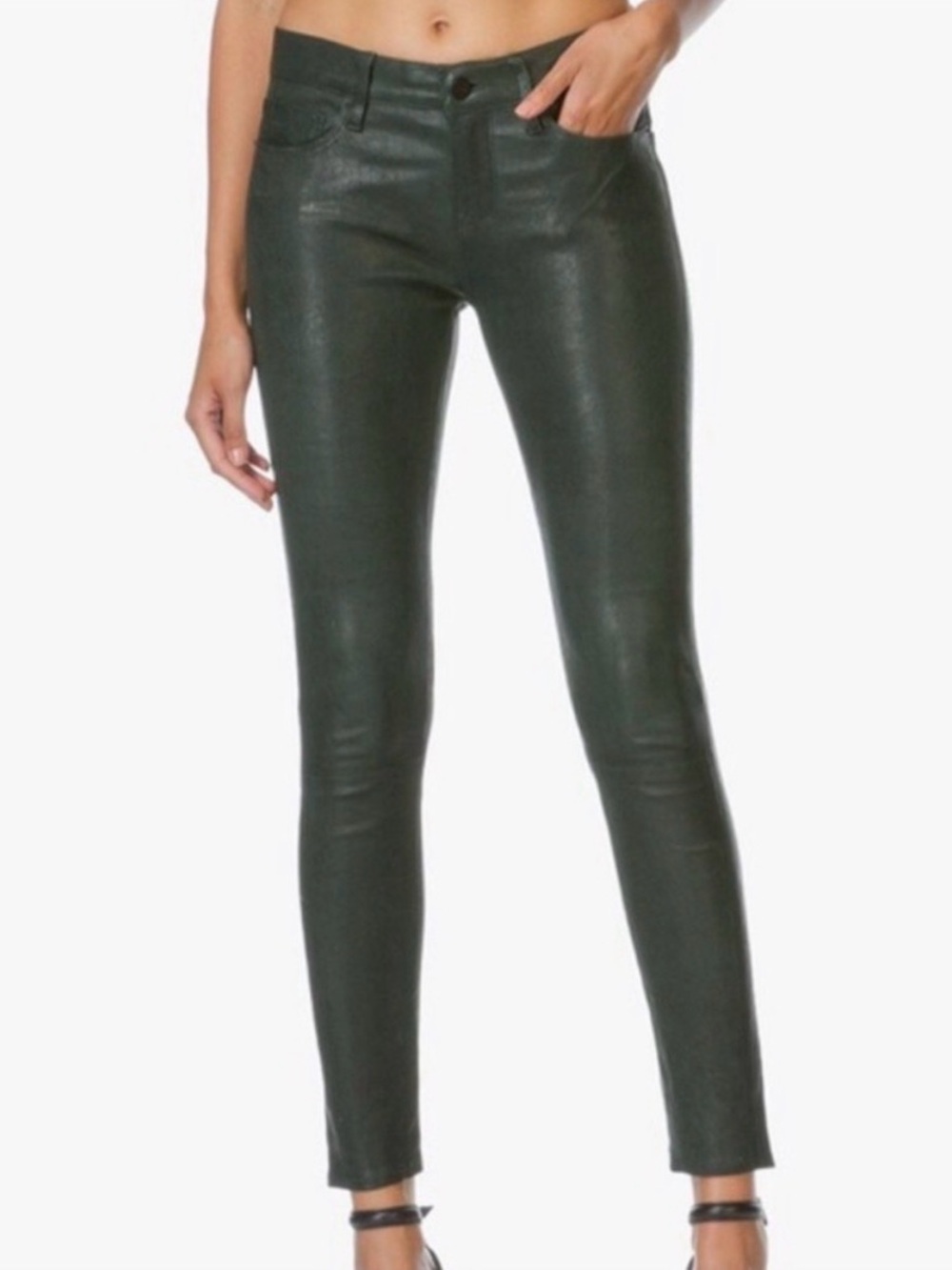 Frame 100% leather le high skinny green pants BNWT size 26